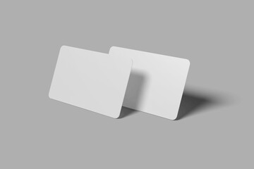 Blank card mockup from right angle view