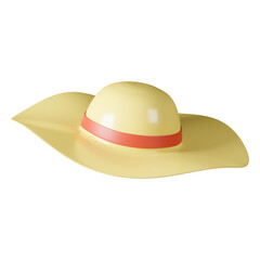 Sun hat 3d icon on a white background