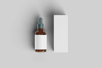 Blank dropper with box mockup top angle view