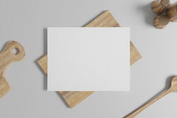Blank paper with wooden board and wooden jar