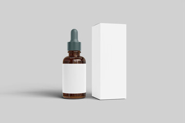 Blank dropper with box mockup from front angle view