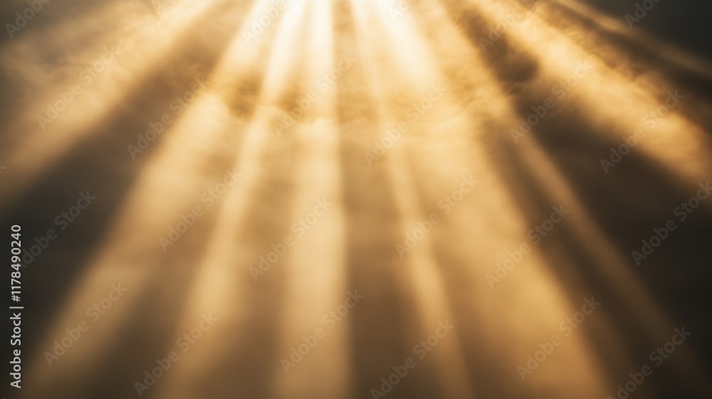 Poster this image showcases clean golden light rays streaming through a broad space, creating a serene and 