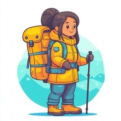 Female Hiker in Mountains: An Inspiring Travel Illustration