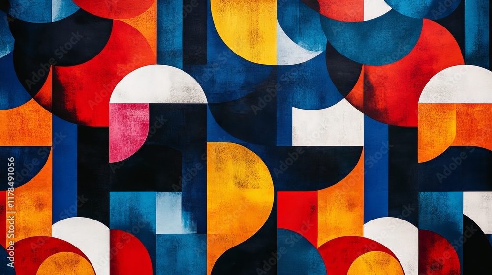 Aufkleber this vibrant geometric pattern features bold colors and diverse shapes, creating an eye-catching abs