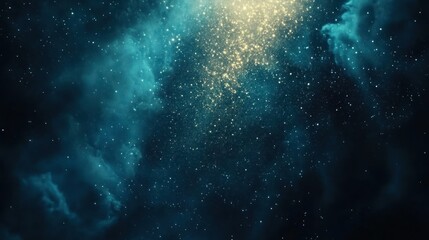 Naklejka premium A mesmerizing cosmic scene filled with glittering stars and ethereal clouds.