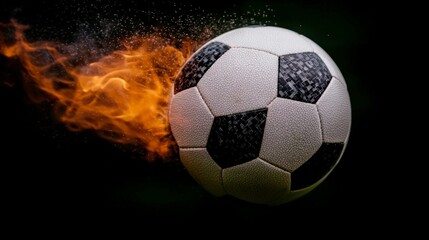 Fiery Soccer Ball in Motion  Dynamic Sports Action Image