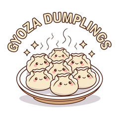 Gyoza Japanese Traditional Food Asian Dumpling vector, Gyoza cute face vector
