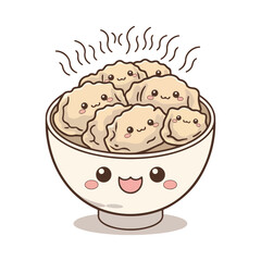 Gyoza Japanese Traditional Food Asian Dumpling vector, Gyoza cute face vector
