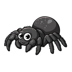 Spider vector, cartoon spider black color vector, and illustration