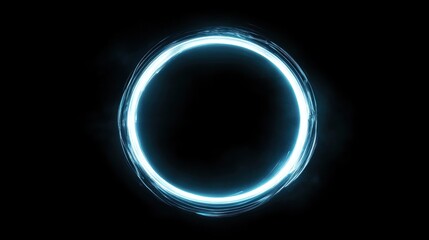 Abstract Glowing Circle: Neon Light Ring in Dark Background