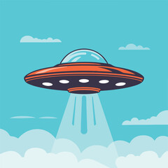Ufo flying in the sky vector, alien spaceship vector