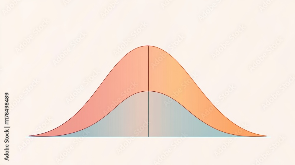 Poster a smooth, symmetrical curve representing a probability distribution, characterized by its gentle pea