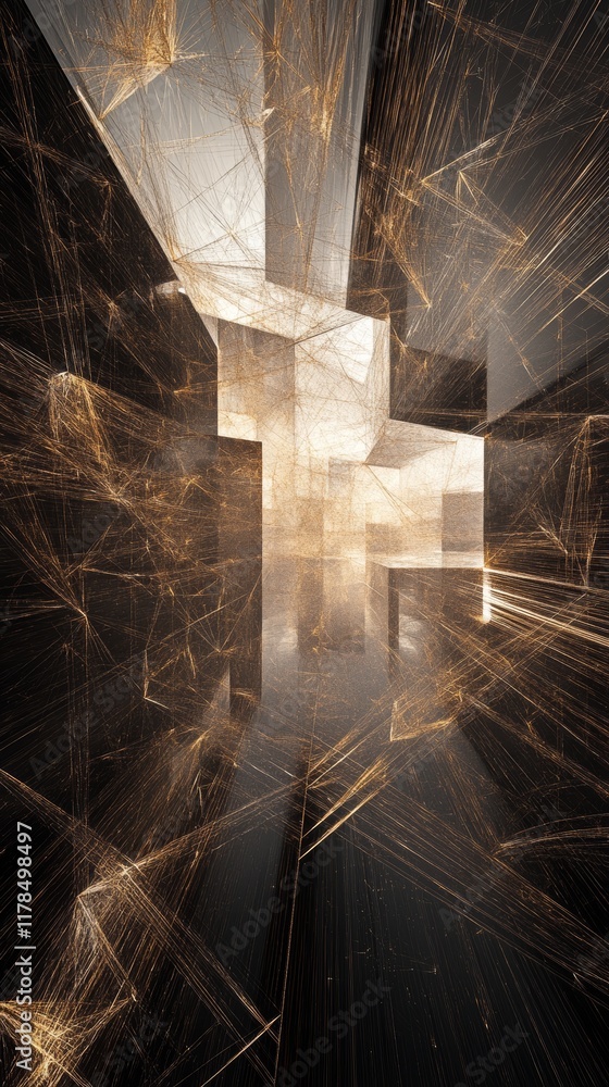 Poster explore a captivating abstract network structure graphic that vividly portrays realism and drama thr