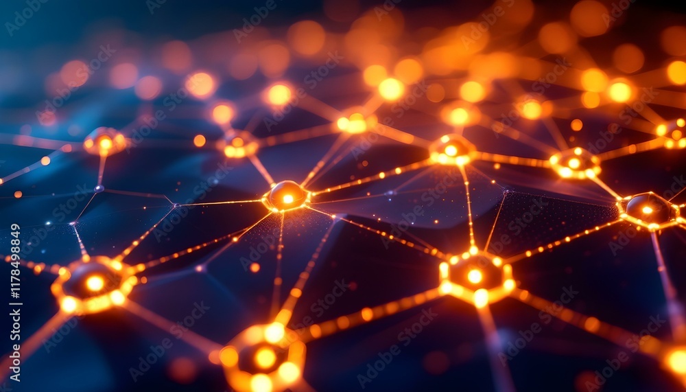 Poster illuminated network: a glowing abstract representation of connectivity