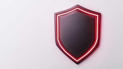 A sleek, modern black shield with a glowing red outline, symbolizing protection and security against threats.