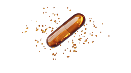 Fish oil pill isolated on white background 