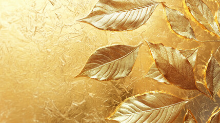 Background with a shiny golden leaf texture resembling gold foil