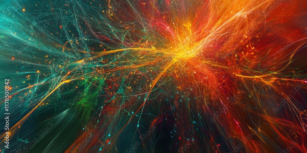 Poster explore a vibrant abstract background that captures the essence of digital data connection with colo
