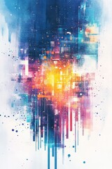 Dynamic Digital Transformation with Watercolor Flow Effect and Vibrant Colors for Data Visualization Projects