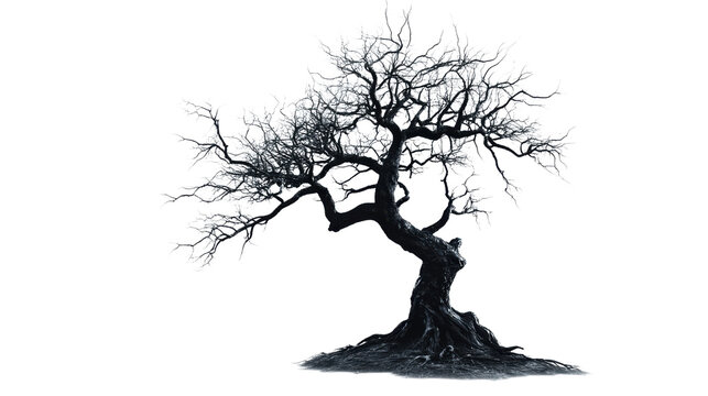 Creepy tree isolated on white background