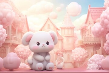 Cute world background toy representation architecture.