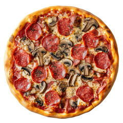 pizza with bacon mushrooms salami on  transparency background ai