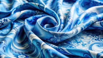 Elegant Blue & White Fabric Pattern - Ink Drops, Interior Design