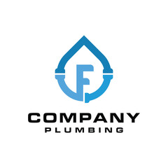 letter F plumbing logo design element vector template