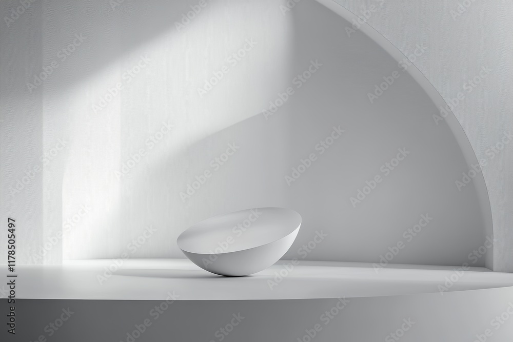 Poster a minimalist mockup featuring a clean surface highlighted by soft light and gentle shadows, showcasi