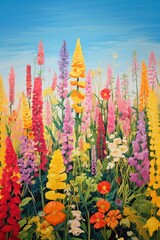 Flower Field painting backgrounds outdoors.