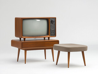 Vintage Wooden Television with Retro Mid-Century Modern Design