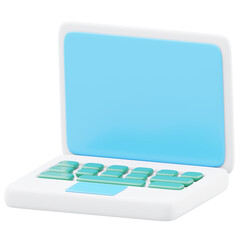 Open laptop with blank screen 3d render icon illustration. Concept of desktop computer office illustration image