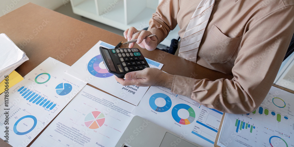 Poster business analysis report finance insights office setting document review professional environment cl