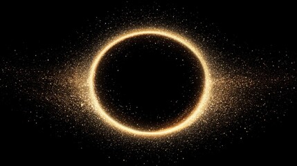 Glittering Cosmic Black Hole Abstract - Sparkling Circle of Particles in Dark Space Background