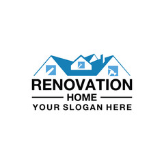 home renovation logo design element vector template