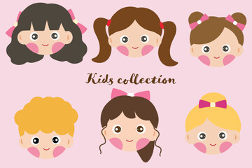 Colorful Kids Faces Collection Illustration