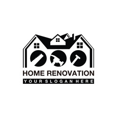 home renovation logo design element vector template