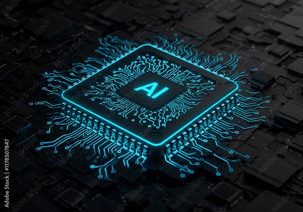 Poster ai, artificial intelligence concept,3d rendering, conceptual image.