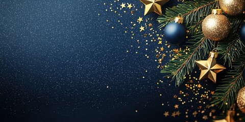 Elegant Christmas Decorations with Dark Blue and Gold