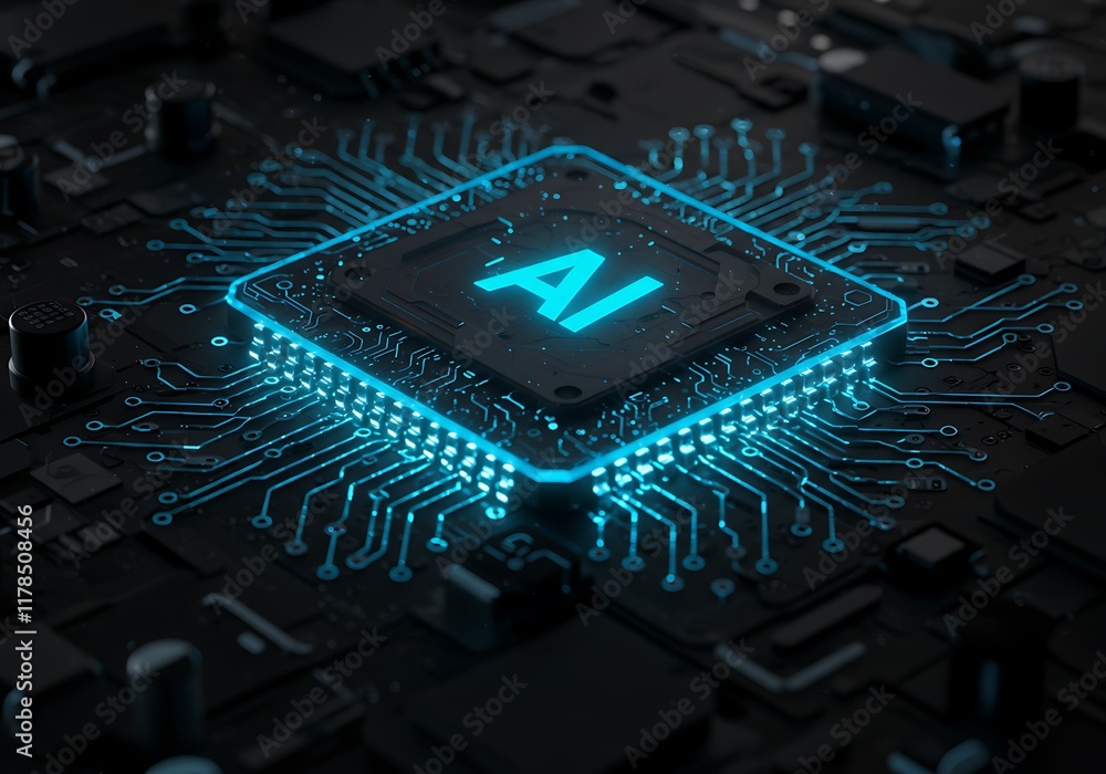 Poster ai, artificial intelligence concept,3d rendering, conceptual image.
