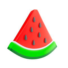3d icon render slice of watermelon