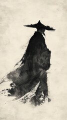 Fototapeta premium Ink painting minimal of men photography monochrome darkness.