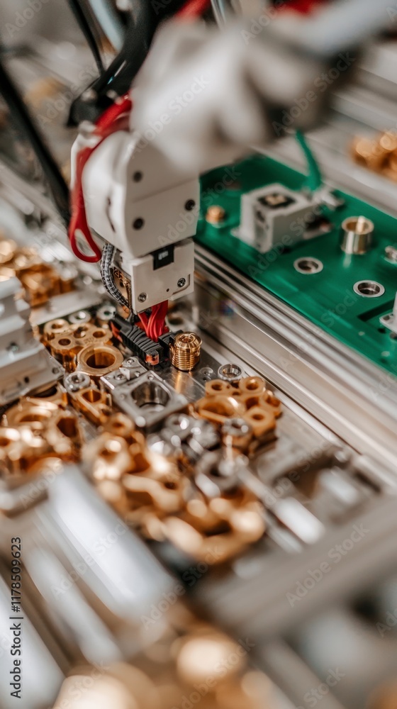Poster advanced robotics assembly automated manufacturing process close up