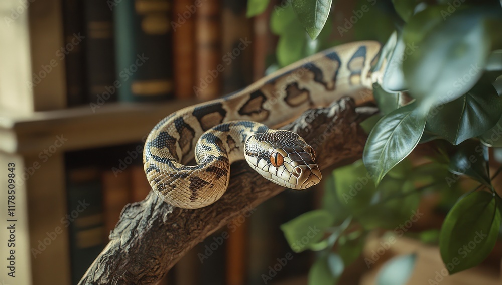 Aufkleber a beautiful python pythonidae snake posed gracefully on a branch surrounded by lush greenery in a co