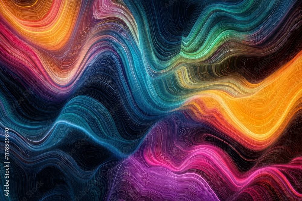 Aufkleber abstract digital background of colorful flowing waves representing big data and network connections