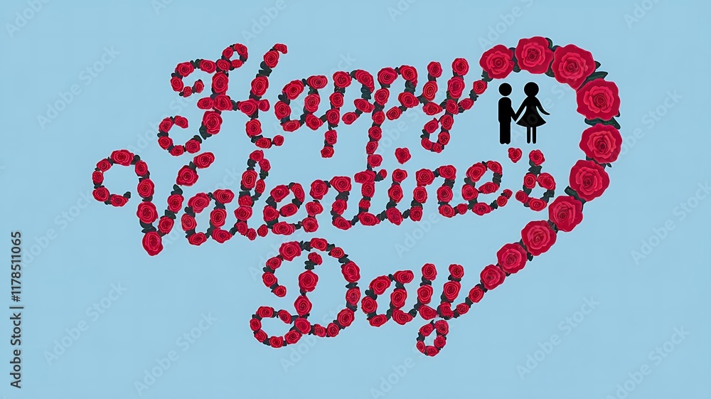Fototapete valentines day background with heart pattern and typography of happy valentines day text . vector il