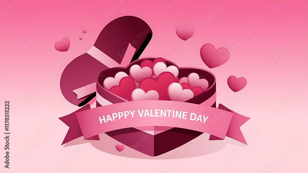 Fototapete valentines day background with heart pattern and typography of happy valentines day text . vector il