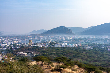 Panoramic view of Pushkar city, Rajasthan, india, 28 Jan 2024