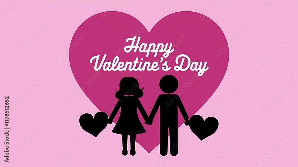 Fototapete valentines day background with heart pattern and typography of happy valentines day text . vector il