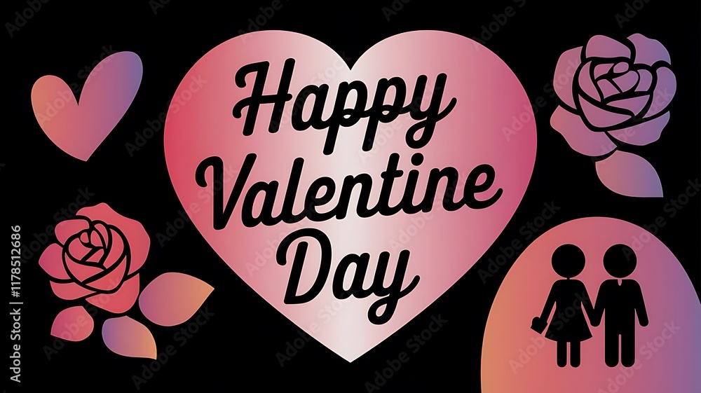 Fototapete valentines day background with heart pattern and typography of happy valentines day text . vector il